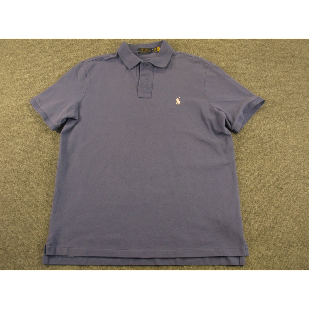 Polo Ralph Lauren Mens Classic Fit Pique Polo Shirt Blue Purple Medium M 2165